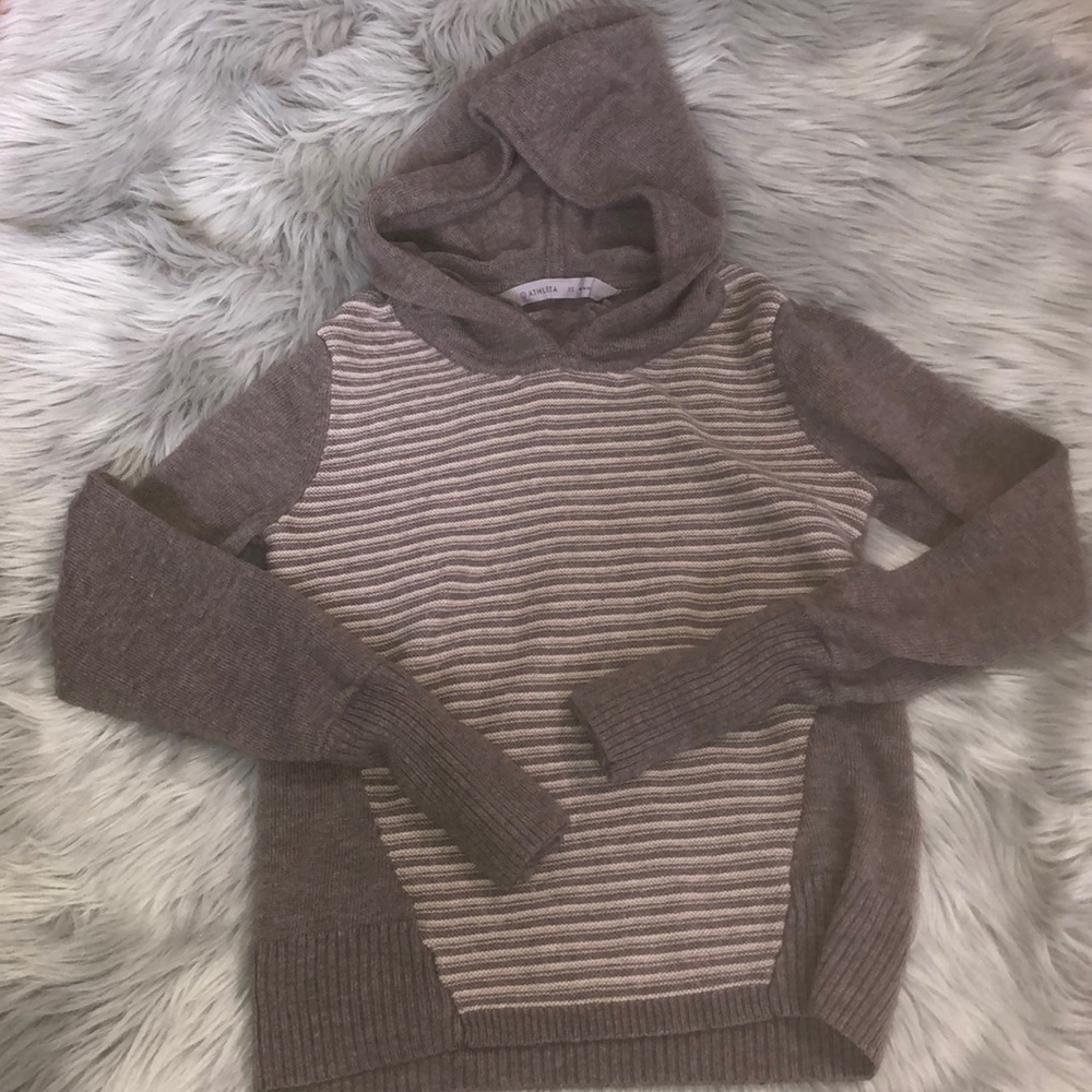 Athleta merino wool striped pullover hoodie